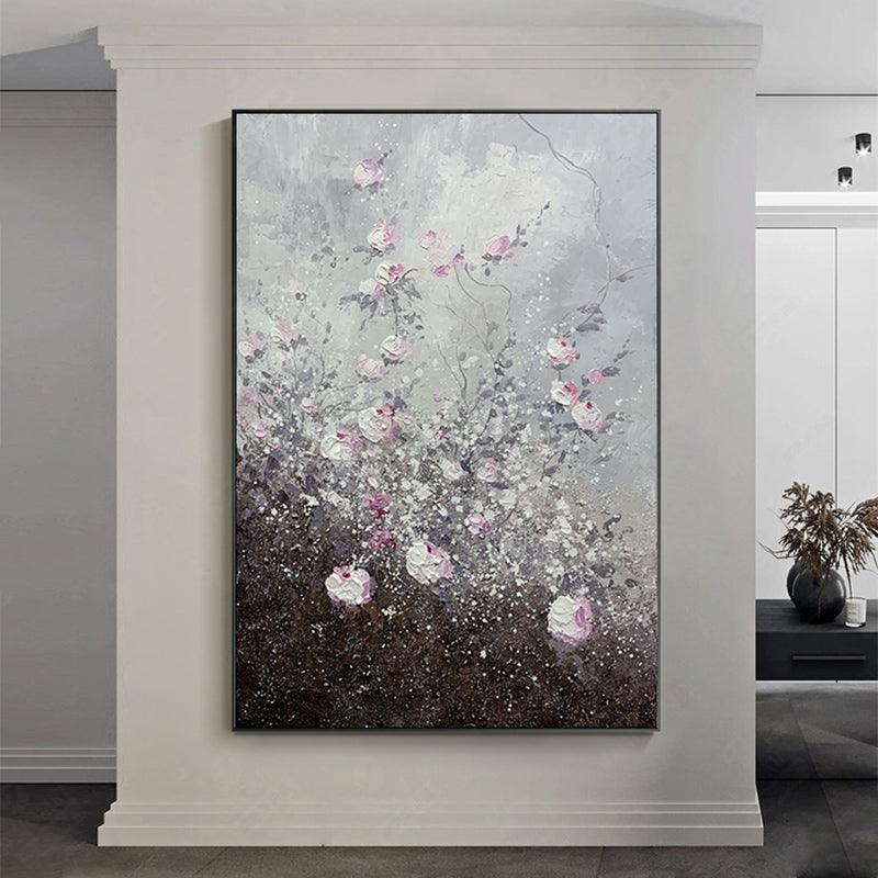 Original Abstract Flower Texture Oil Painting for Entryway Living Dining Room - LoveOilpainting