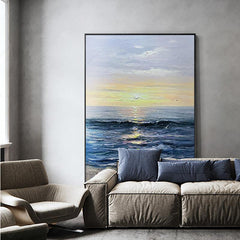 Abstract Seascape Sunset Oil Painting Nordic Thick Texture Ocean Landscape Wall Art Living Room Hallway - LoveOilpainting