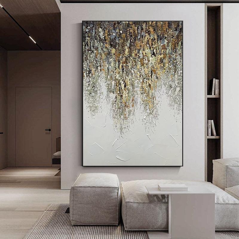 Handmade Contemporary Oil Painting Abstract Gold Brown Wall Art - LoveOilpainting