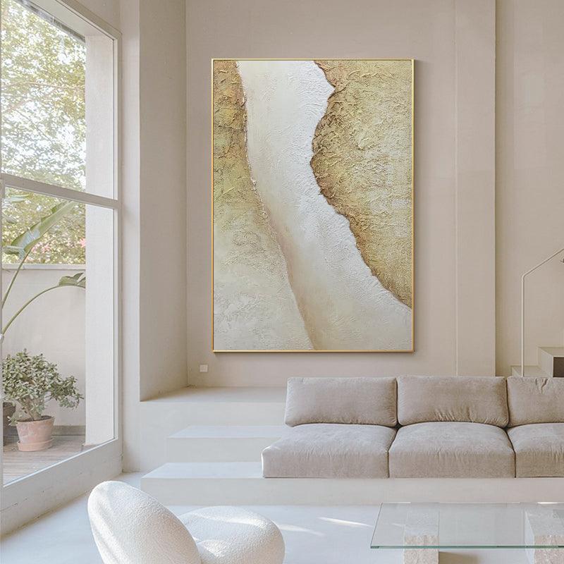 Abstract Landscape Ocean Oil Painting Acrylic Yellow Beige Sea Wall Decor - LoveOilpainting