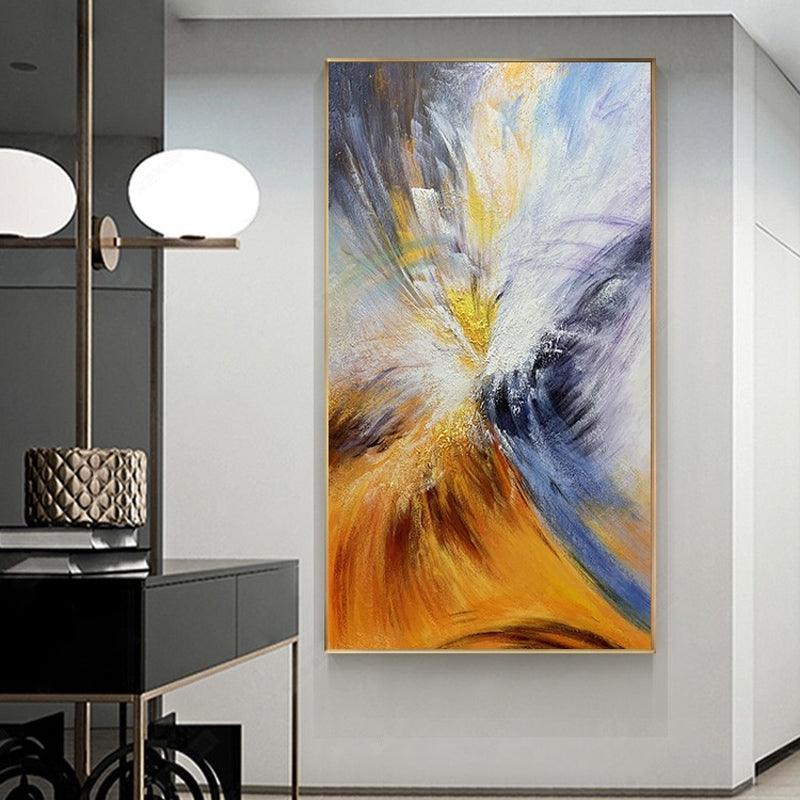 Original Abstract Oil Painting Light Luxury Orange Texture Wall Art for Hallway Corridor Deccor - LoveOilpainting