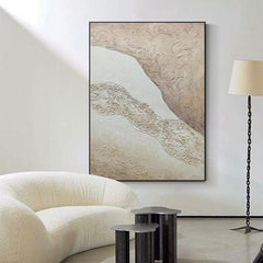 Abstract Earth Tone Oil Painting Acrylic Beige Ocean Beach Wall Decor - LoveOilpainting