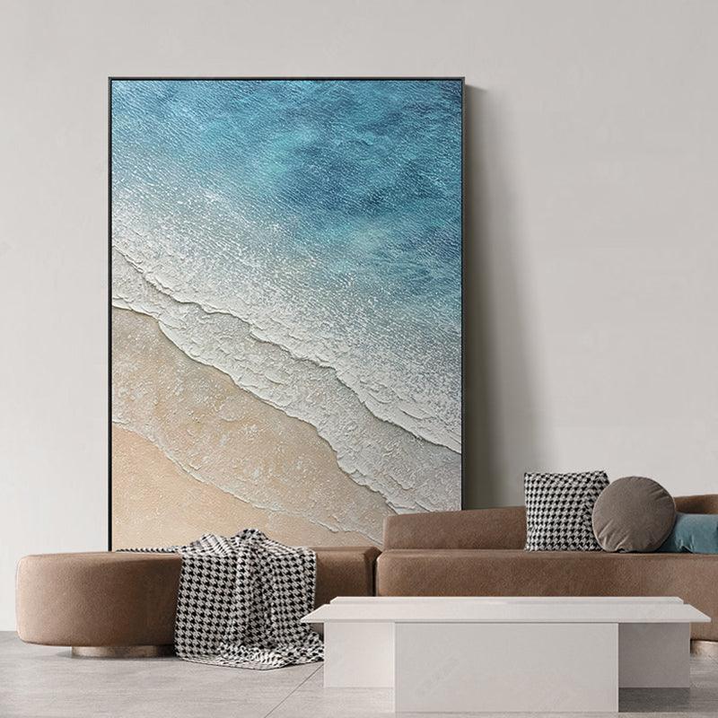 Blue Ocean Abstract Art Vertical Blue Textured Wall Paintings Luxury Wall Art for Living Room Decor - LoveOilpainting