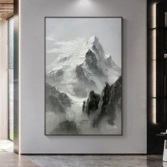 Abstract Snow Mountain Vertical Majestic Mountain Landscape Texture Oil Painting Living Room Hallway - LoveOilpainting