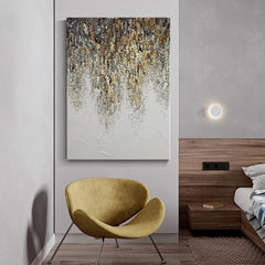 Handmade Contemporary Oil Painting Abstract Gold Brown Wall Art - LoveOilpainting