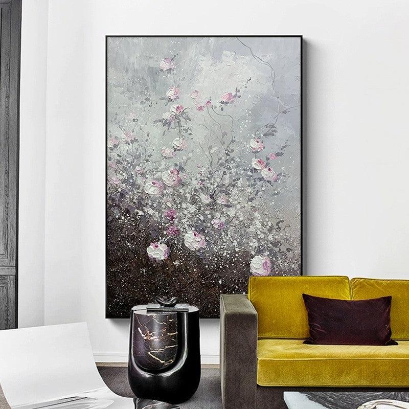 Original Abstract Flower Texture Oil Painting for Entryway Living Dining Room - LoveOilpainting