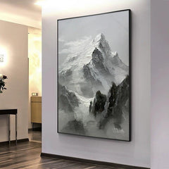 Abstract Snow Mountain Vertical Majestic Mountain Landscape Texture Oil Painting Living Room Hallway - LoveOilpainting