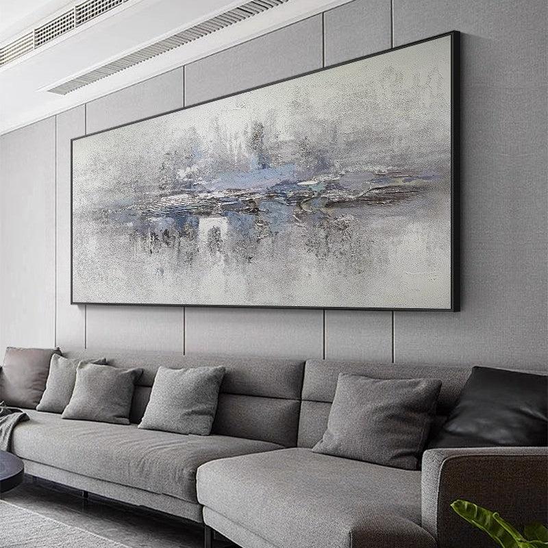 Abstract Minimalist Grey Texture Oil Painting Horizontal Nordic Wall Art for Sofa Living Room Decor - LoveOilpainting