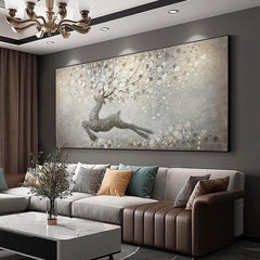 Large Abstract Deer Texture Oil Painting on Canvas Original Stag Canvas Wall Art Modern Animal Painting for Living Room Bedroom - LoveOilpainting