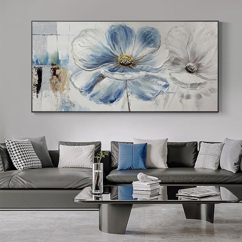 Modern Abstract Minimalist Flowers Oil Painting Horizontal Nordic Light Luxury Flower Wall Art Living Room Bedroom - LoveOilpainting