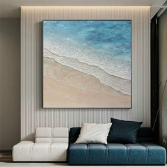 Blue Ocean Abstract Art Vertical Blue Textured Wall Paintings Luxury Wall Art for Living Room Decor - LoveOilpainting