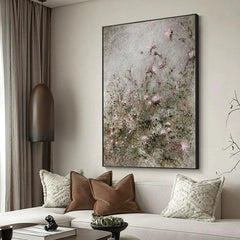 Abstract Pink Rural Flowers Large Texture Light Luxury Wall Art for Living Dining Room Entrance Hall - LoveOilpainting