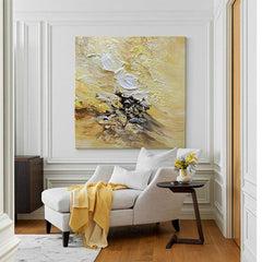 Thick Acrylic White Beige Landscape Abstract Wall Decor - LoveOilpainting