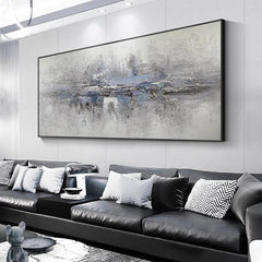 Abstract Minimalist Grey Texture Oil Painting Horizontal Nordic Wall Art for Sofa Living Room Decor - LoveOilpainting