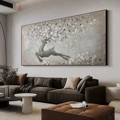 Large Abstract Deer Texture Oil Painting on Canvas Original Stag Canvas Wall Art Modern Animal Painting for Living Room Bedroom - LoveOilpainting