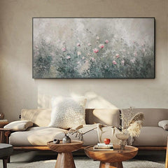 Large Abstract Texture Flowers Peony Oil Painting Horizontal Light Luxury Flower Wall Art Living Room Bedroom - LoveOilpainting