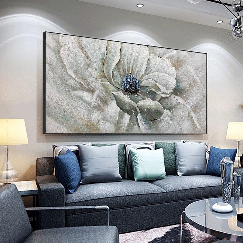 Abstract Minimalist Flowers Oil Painting Horizontal Nordic Modern Light Luxury Peony Wall Art Living Room - LoveOilpainting