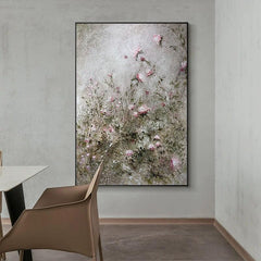 Abstract Pink Rural Flowers Large Texture Light Luxury Wall Art for Living Dining Room Entrance Hall - LoveOilpainting