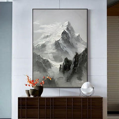 Abstract Snow Mountain Vertical Majestic Mountain Landscape Texture Oil Painting Living Room Hallway - LoveOilpainting