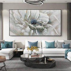 Abstract Minimalist Flowers Oil Painting Horizontal Nordic Modern Light Luxury Peony Wall Art Living Room - LoveOilpainting