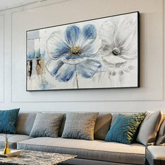 Modern Abstract Minimalist Flowers Oil Painting Horizontal Nordic Light Luxury Flower Wall Art Living Room Bedroom - LoveOilpainting