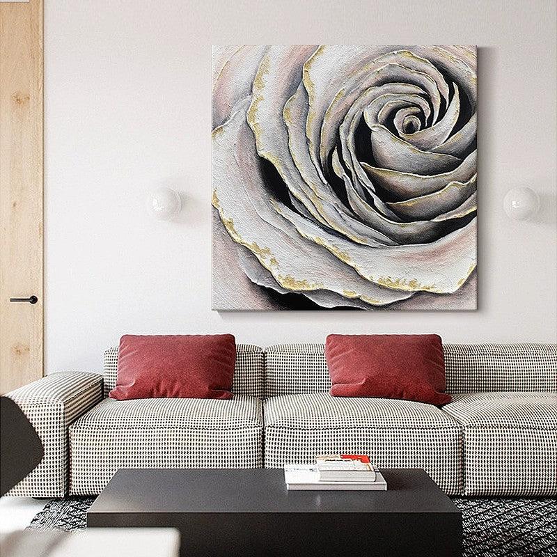 Pink Rose,American Style Large Flower Abstract Painting on Canvas,3d Floral wall art Minimalist Modern Painting - LoveOilpainting