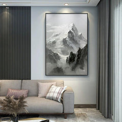 Abstract Snow Mountain Vertical Majestic Mountain Landscape Texture Oil Painting Living Room Hallway - LoveOilpainting