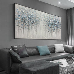 Abstract Minimalist Snowscape Woods Horizontal Sofa Light Luxury Silver Forest Landscape Oil Painting Living Room - LoveOilpainting