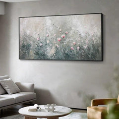 Large Abstract Texture Flowers Peony Oil Painting Horizontal Light Luxury Flower Wall Art Living Room Bedroom - LoveOilpainting