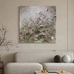 Abstract Pink Rural Flowers Large Texture Light Luxury Wall Art for Living Dining Room Entrance Hall - LoveOilpainting