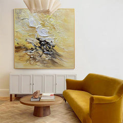 Thick Acrylic White Beige Landscape Abstract Wall Decor - LoveOilpainting