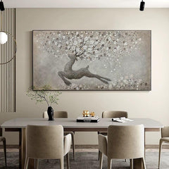 Large Abstract Deer Texture Oil Painting on Canvas Original Stag Canvas Wall Art Modern Animal Painting for Living Room Bedroom - LoveOilpainting