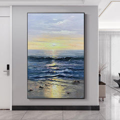 Abstract Seascape Sunset Oil Painting Nordic Thick Texture Ocean Landscape Wall Art Living Room Hallway - LoveOilpainting