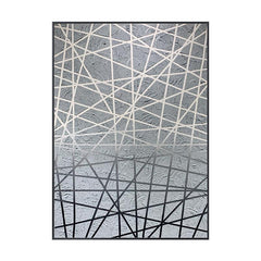 Abstract Nordic Silver Plaid Textured Oil Painting - LoveOilpainting