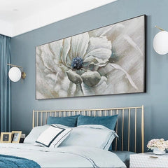 Abstract Minimalist Flowers Oil Painting Horizontal Nordic Modern Light Luxury Peony Wall Art Living Room - LoveOilpainting