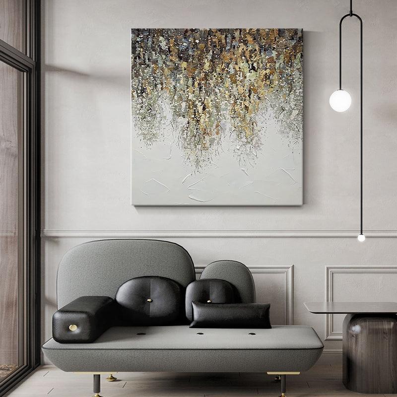 Handmade Contemporary Oil Painting Abstract Gold Brown Acrylic Wall Art - LoveOilpainting