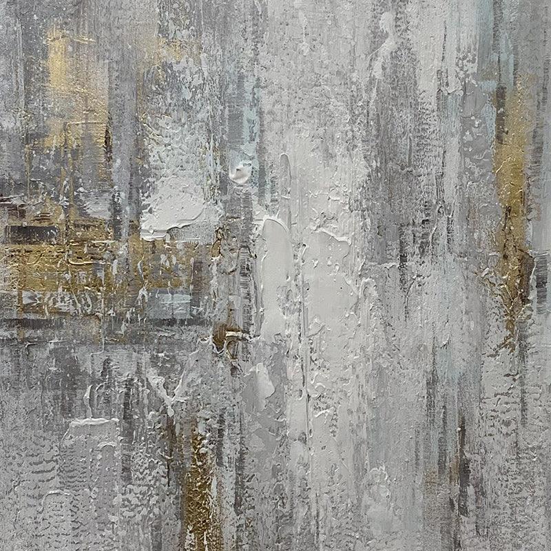 Wabi-sabi Abstract Grey with Goldfoil Texture Acrylic Oil Painting - LoveOilpainting