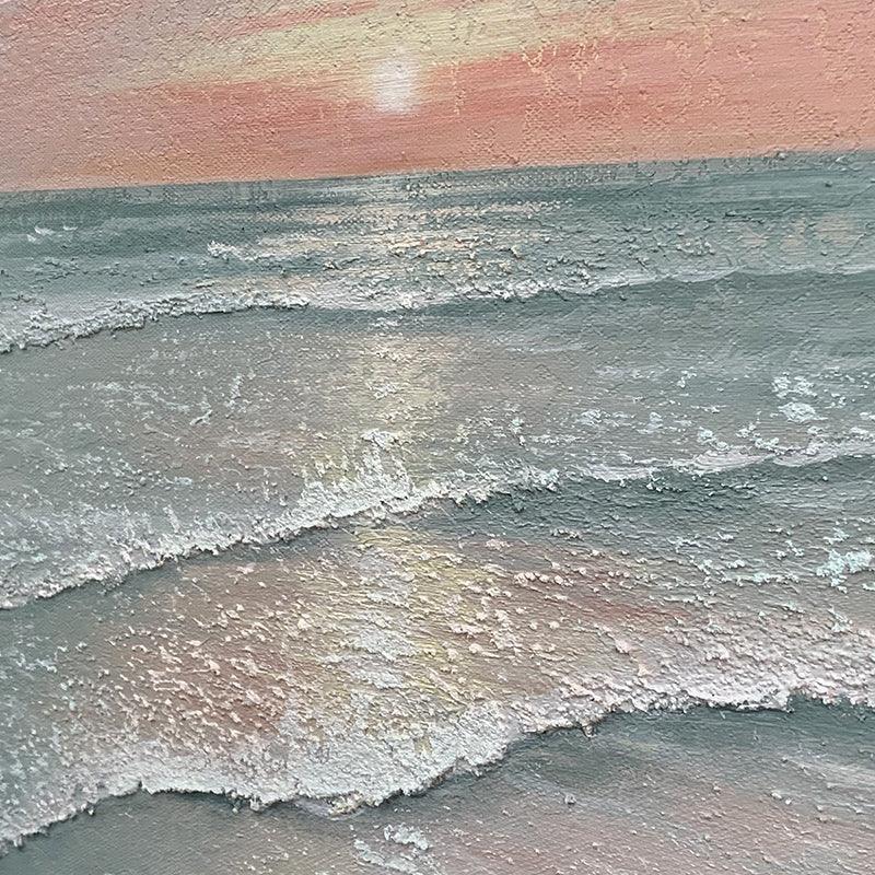 Abstract Seascape Wall Art Sunrise at Sea Oil Painting Vertical Luxury Sunset Canvas Painting for Entryway Decor - LoveOilpainting