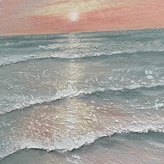 Abstract Seascape Wall Art Sunrise at Sea Oil Painting Vertical Luxury Sunset Canvas Painting for Entryway Decor - LoveOilpainting