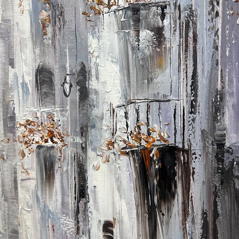 Contemporary Abstract Vertical Grey Texture Oil Painting - LoveOilpainting