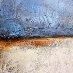 Abstract Blue and Beige Textured Ocean Sky Acrylic Oil Painting - LoveOilpainting