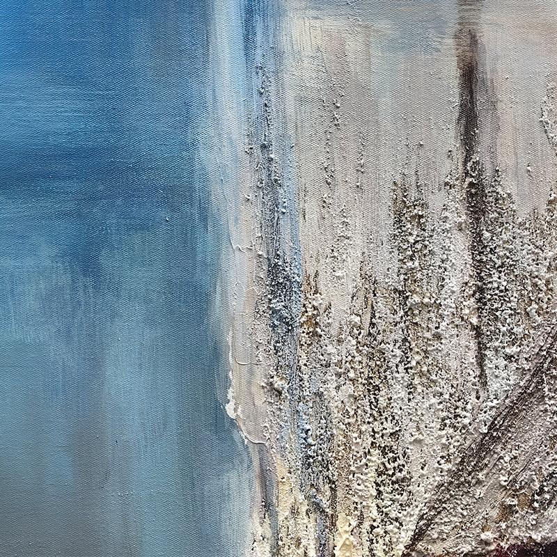 Abstract Blue Textured Landscape Oil Painting - LoveOilpainting