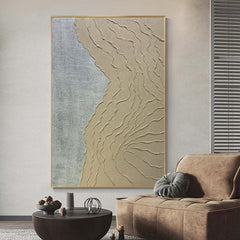 Abstract Grey and Brown Textured Ocean Waves Oil Painting - LoveOilpainting