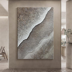 Hand-made 3D Minimalist Beach Wave Oil Painting Landscape Wall Art - LoveOilpainting