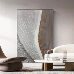 Abstract 3D Textured Beige and Brown Acrylic Oil Painting - LoveOilpainting