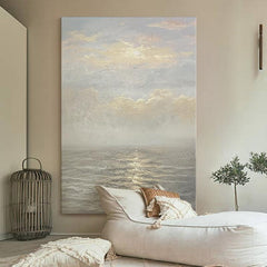 Golden Sea Sunrise Modern Landscape Abstract Sunset Oil Painting - LoveOilpainting