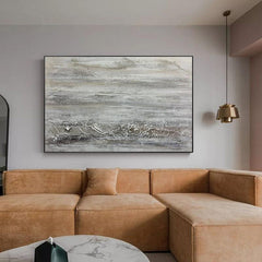 Hand-painted Abstract Grey Textured Landscape Oil Painting - LoveOilpainting