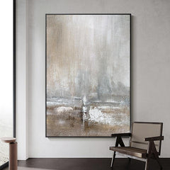 Hand Painted Horizontal Brown and Grey Abstract Wall Art - LoveOilpainting