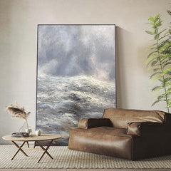 Abstract 3D Grey and Beige Textured Modern Cloudy Sky Oil Painting - LoveOilpainting