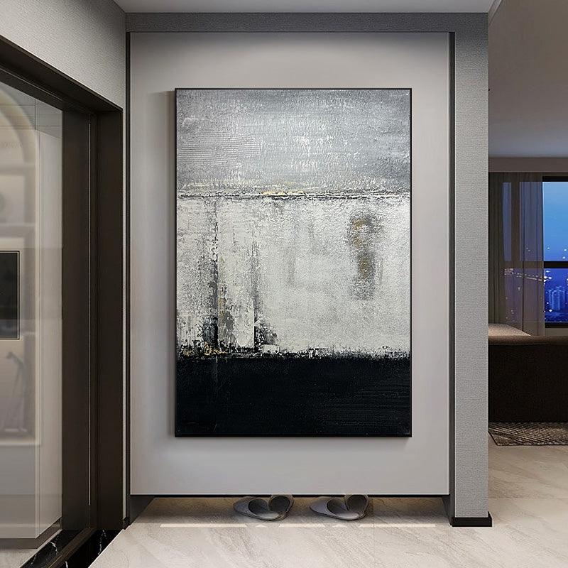 Wabi Sabi 3D Textured Mottled Black Beige Landscape Wall Art - LoveOilpainting